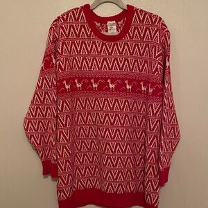 New York Laundry Holiday Classics Christmas Red and White Llama Sweater XXL